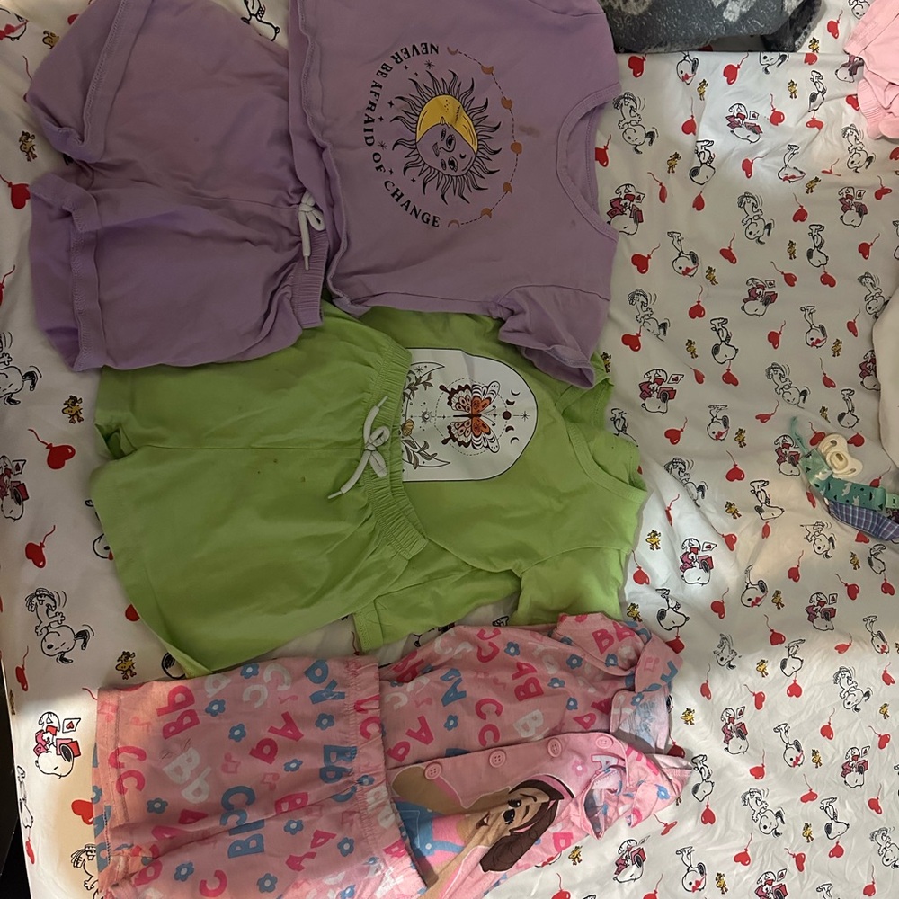 Kids Pajamas Set - Purple, Green, and Pink